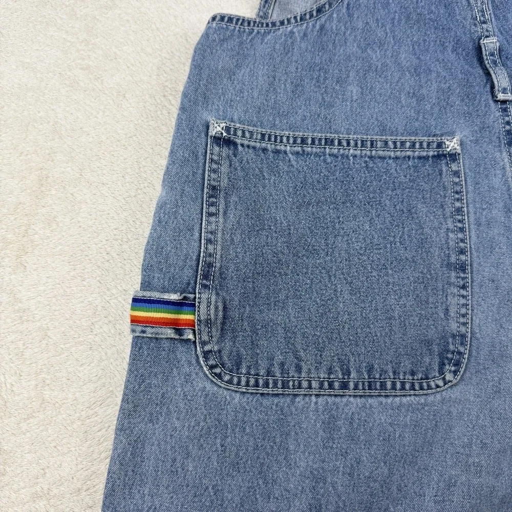 VTG 90's Retro Vasco Jeans‎ USA Women's Rainbow Carpenter Overalls Sz M PRIDE
